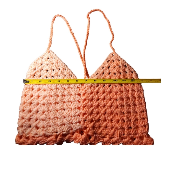 Crochet Variegated Pastel Oranges Halter Top Handmade - Picture 7 of 7